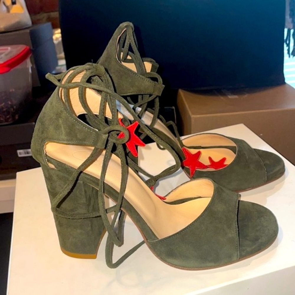 NWT Carla Saint-Barth Suede Heel Sandals Euro size 36.5